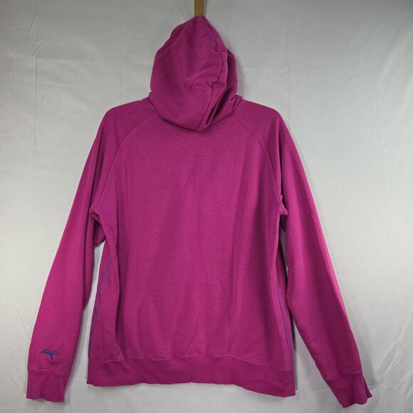Puma Hoodie Sweatshirt Women's Large Magenta Pink & Blue Embroidered Pullover - Picture 9 of 9